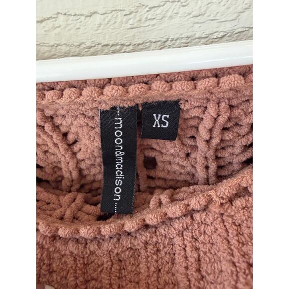 Anthropologie Moon & Madison Dusty Rose Off Shoulder Chunky Knit Sweater XS - Picture 5 of 9